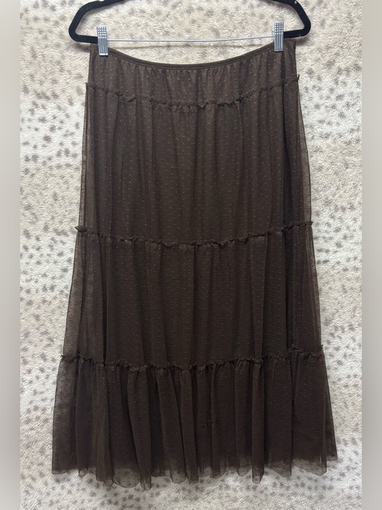 Requirements Dresses & Skirts - Y2K REQUIREMENTS CHOCOLATE BROWN SHEER OVERLAY MAXI SKIRT